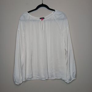 Vince Camuto Women's Shirt Summer Heat White Striped Blouse Top Size Med NWT